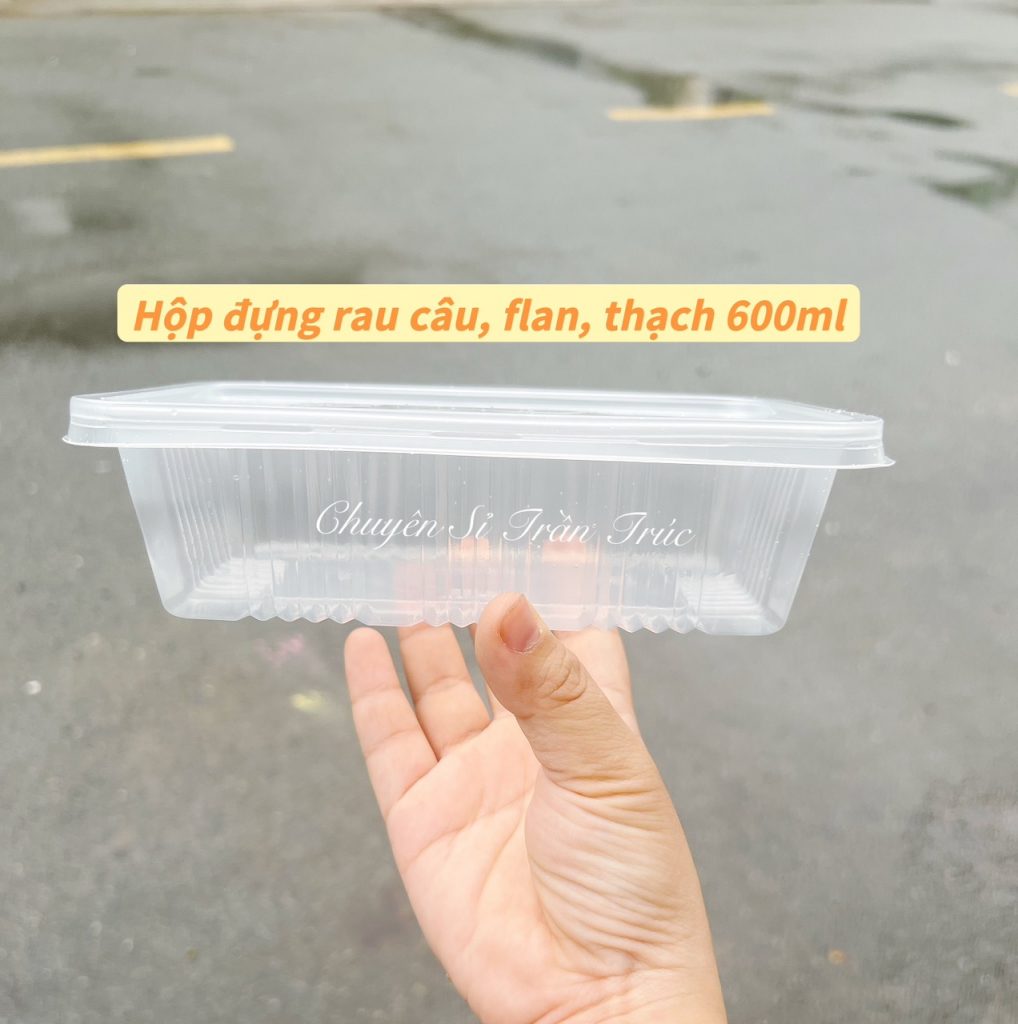 hộp đựng rau câu 600ml kèm nắp