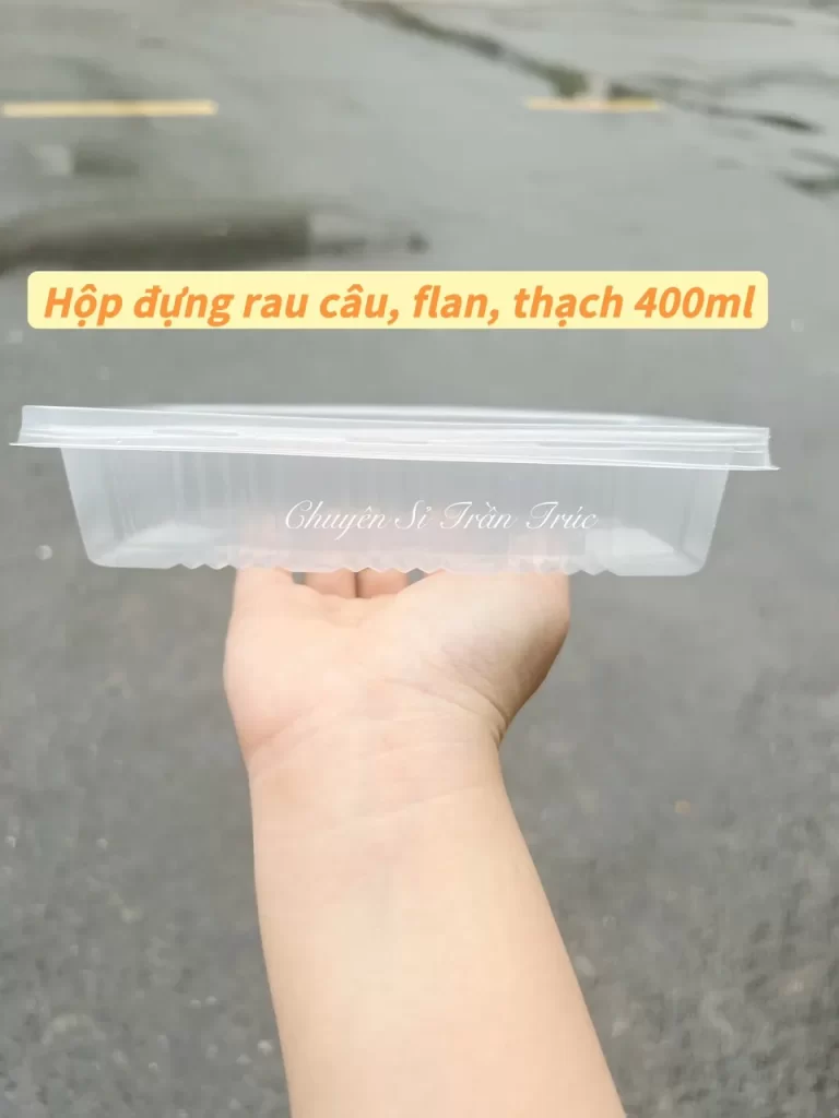 Hộp đựng rau câu flan 400ml